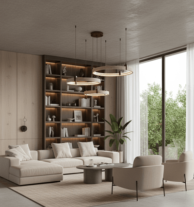 Celestial Orbit Travertine Ring Chandelier
