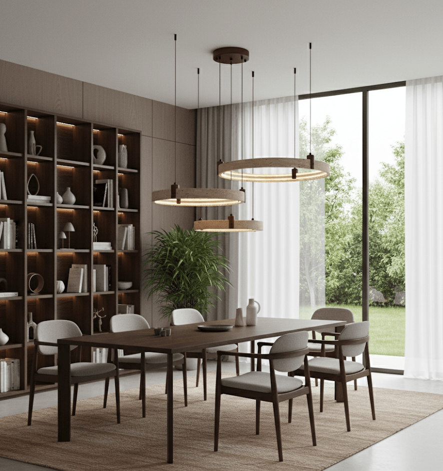 Celestial Orbit Travertine Ring Chandelier