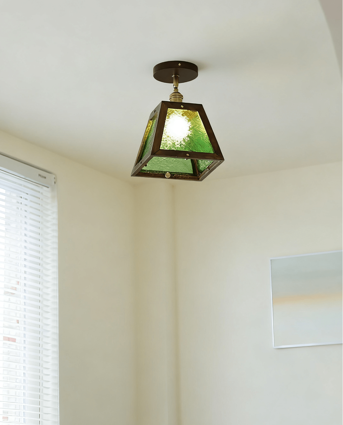 Edmund Green Patterned Glass Ceiling Light