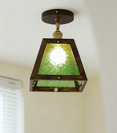 Edmund Green Patterned Glass Ceiling Light