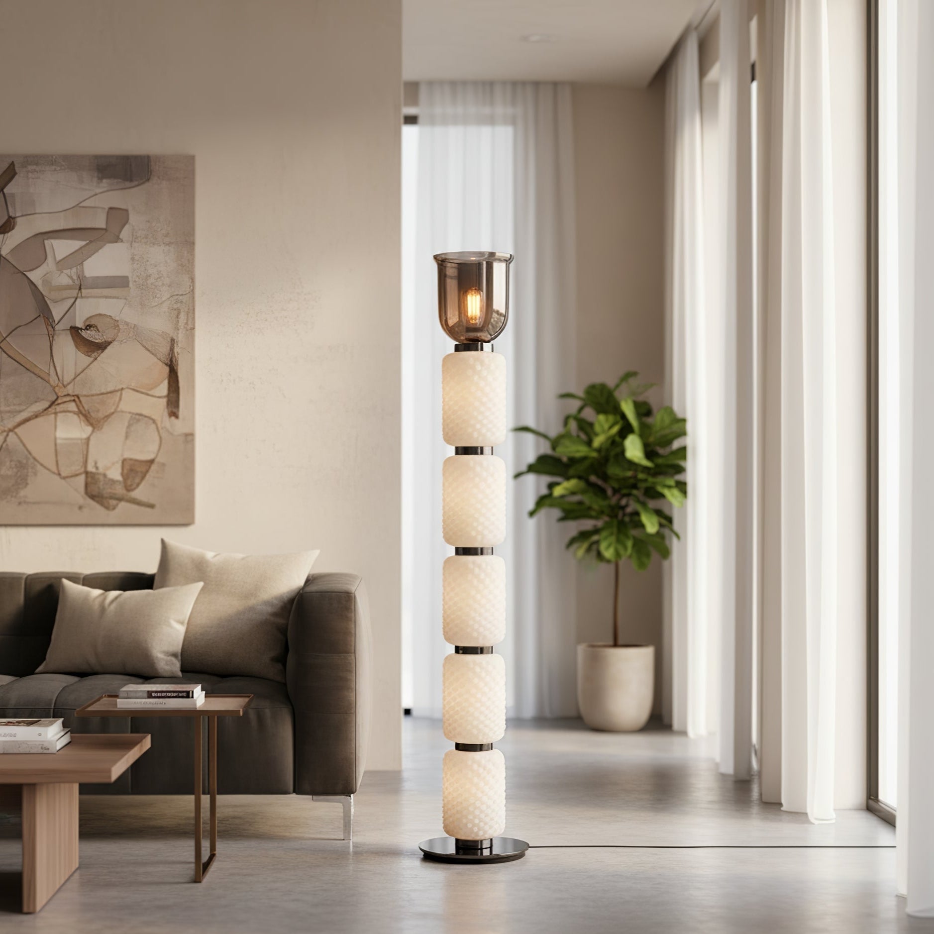 Valdorne Textured Layered Glass Floor Light