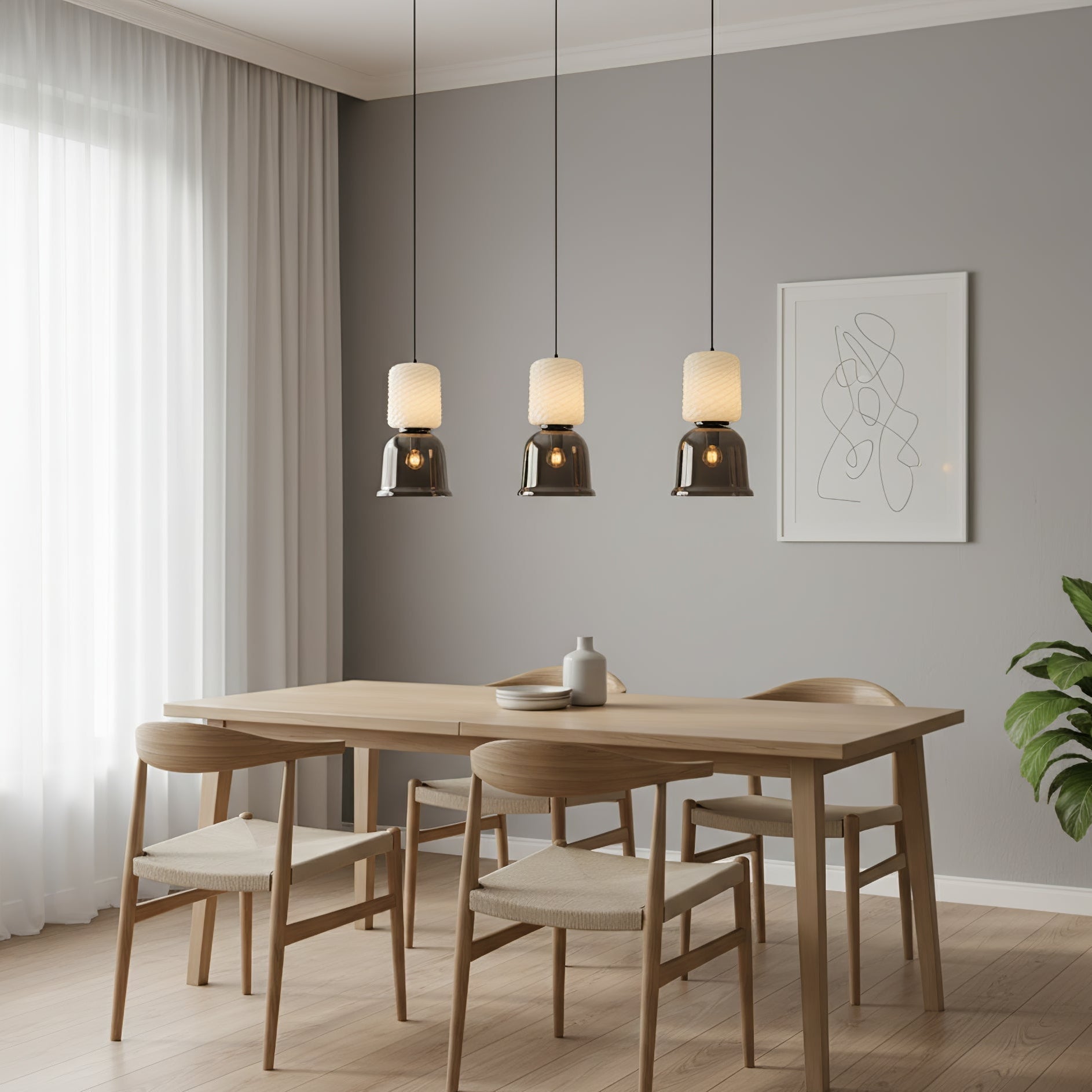Calveris Textured Layered Glass Pendant Light