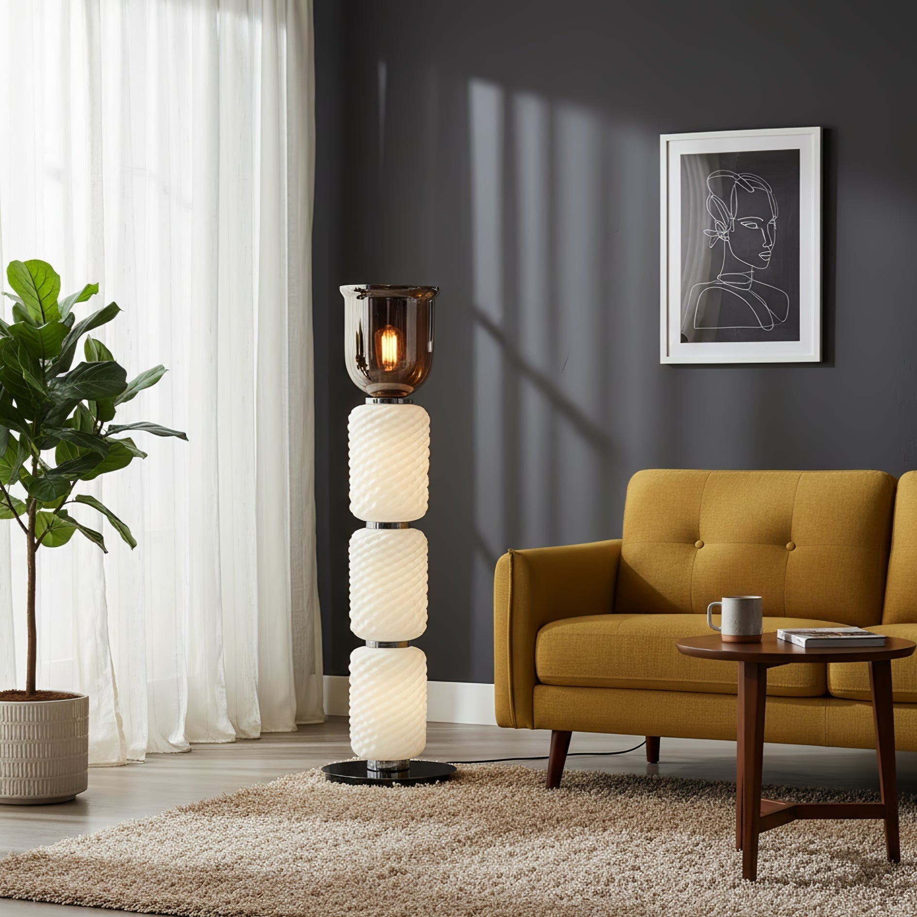 Valdorne Textured Layered Glass Floor Light
