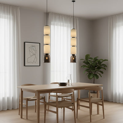 Calveris Textured Layered Glass Pendant Light