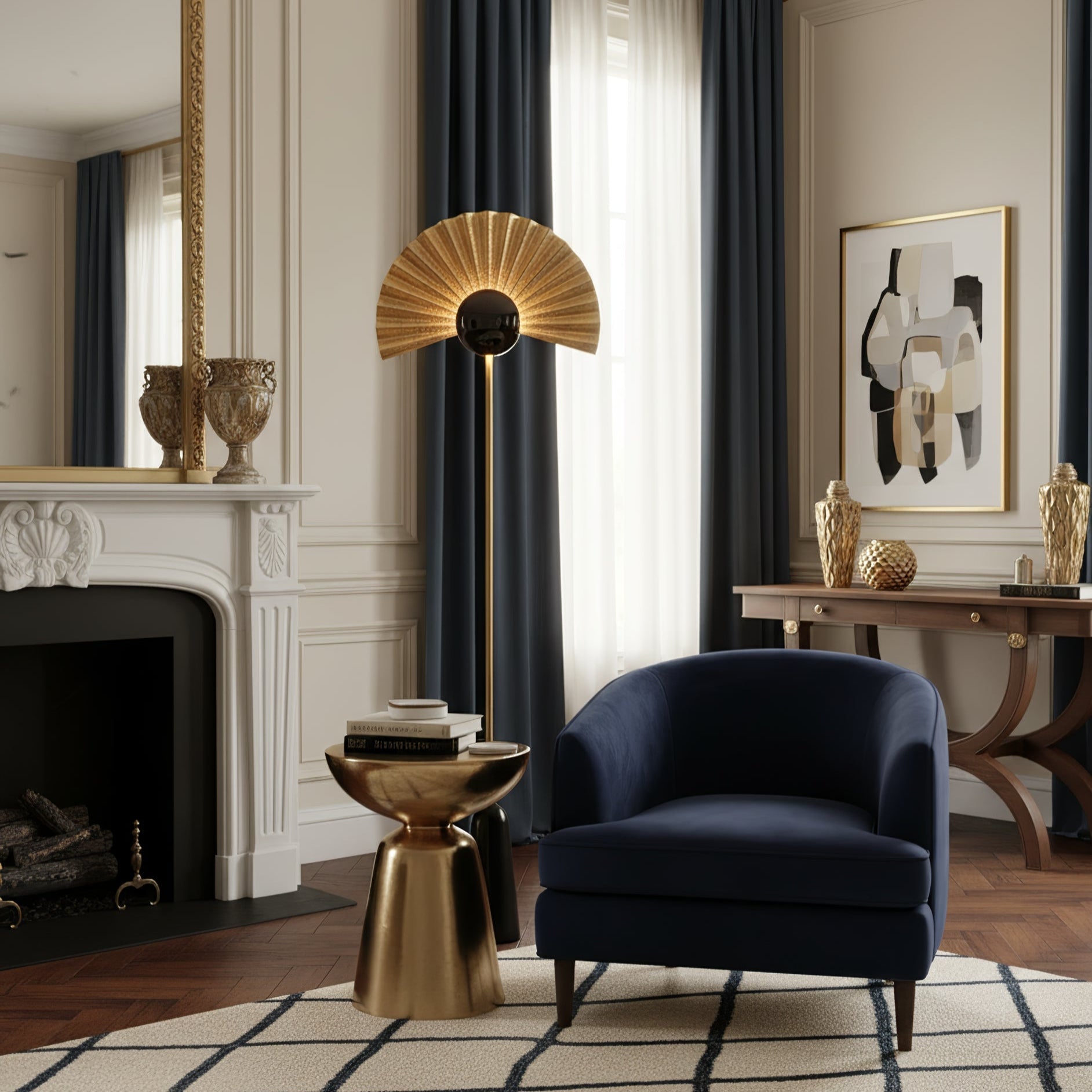 Solvaar Gilded Fan Floor Lamp