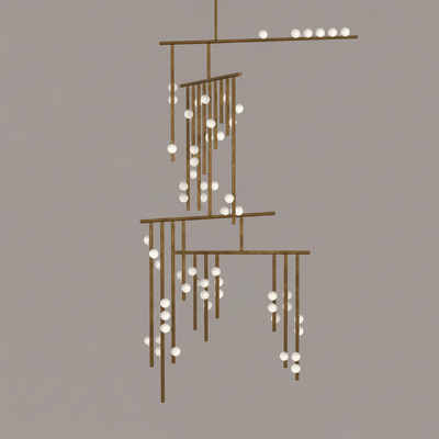 Miraview Brass Glass Drop Chandelier
