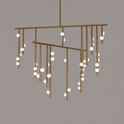 Miraview Brass Glass Drop Chandelier