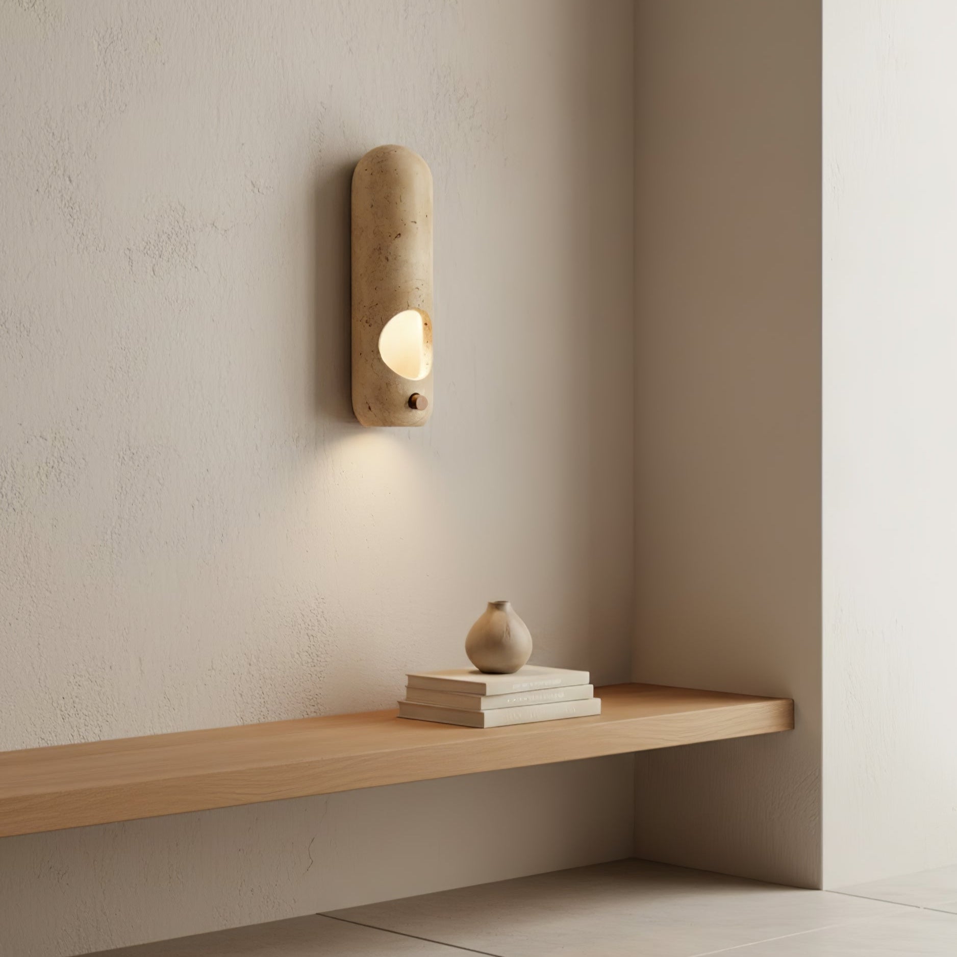 Serirella Travertine Aperture Wall Sconce
