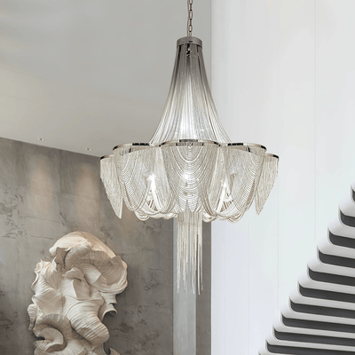 Serein Silver Chain Tassel Chandelier