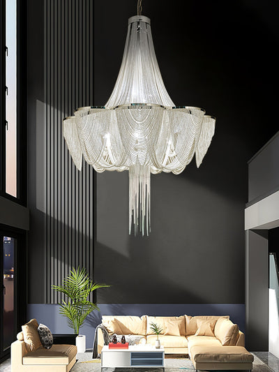 Serein Silver Chain Tassel Chandelier