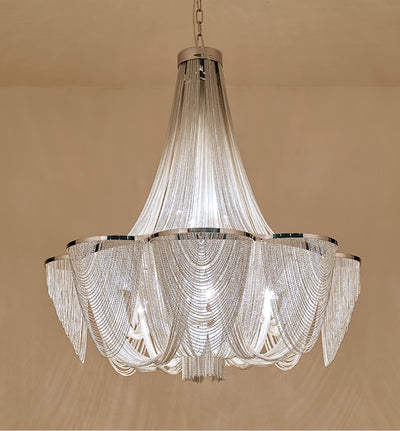 Serein Silver Chain Tassel Chandelier