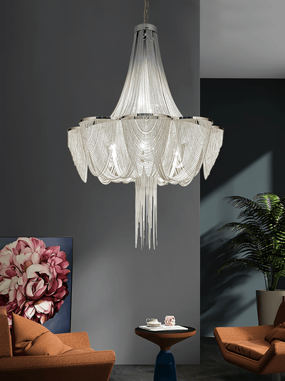 Serein Silver Chain Tassel Chandelier