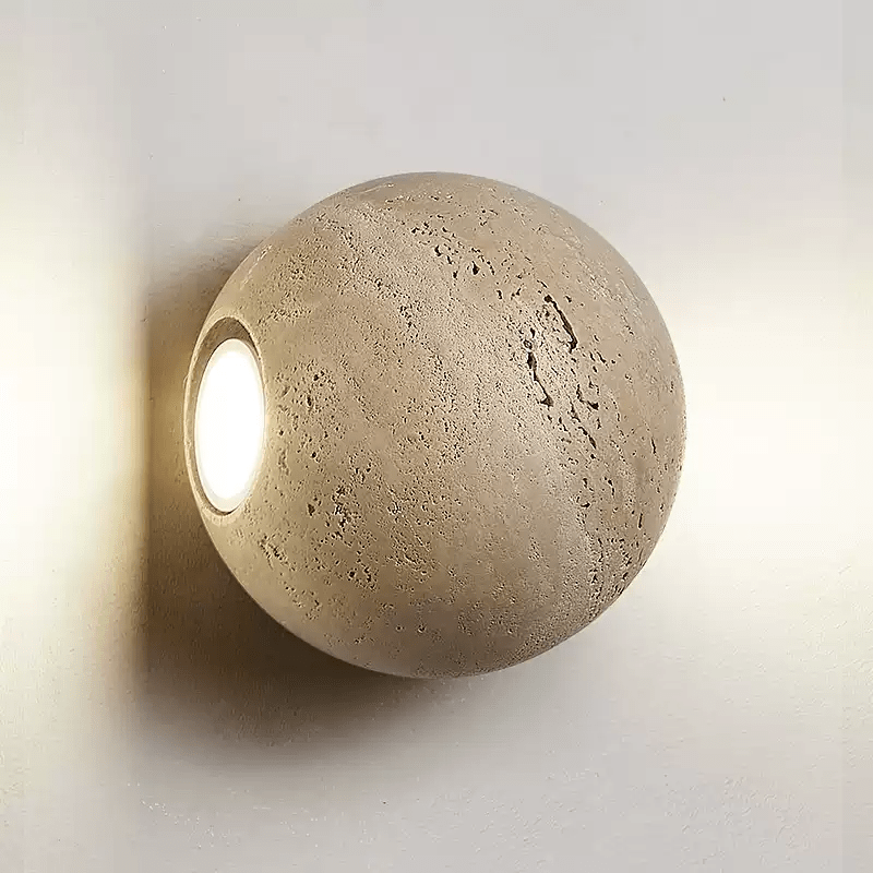 Travian Travertine Globe Wall Sconce