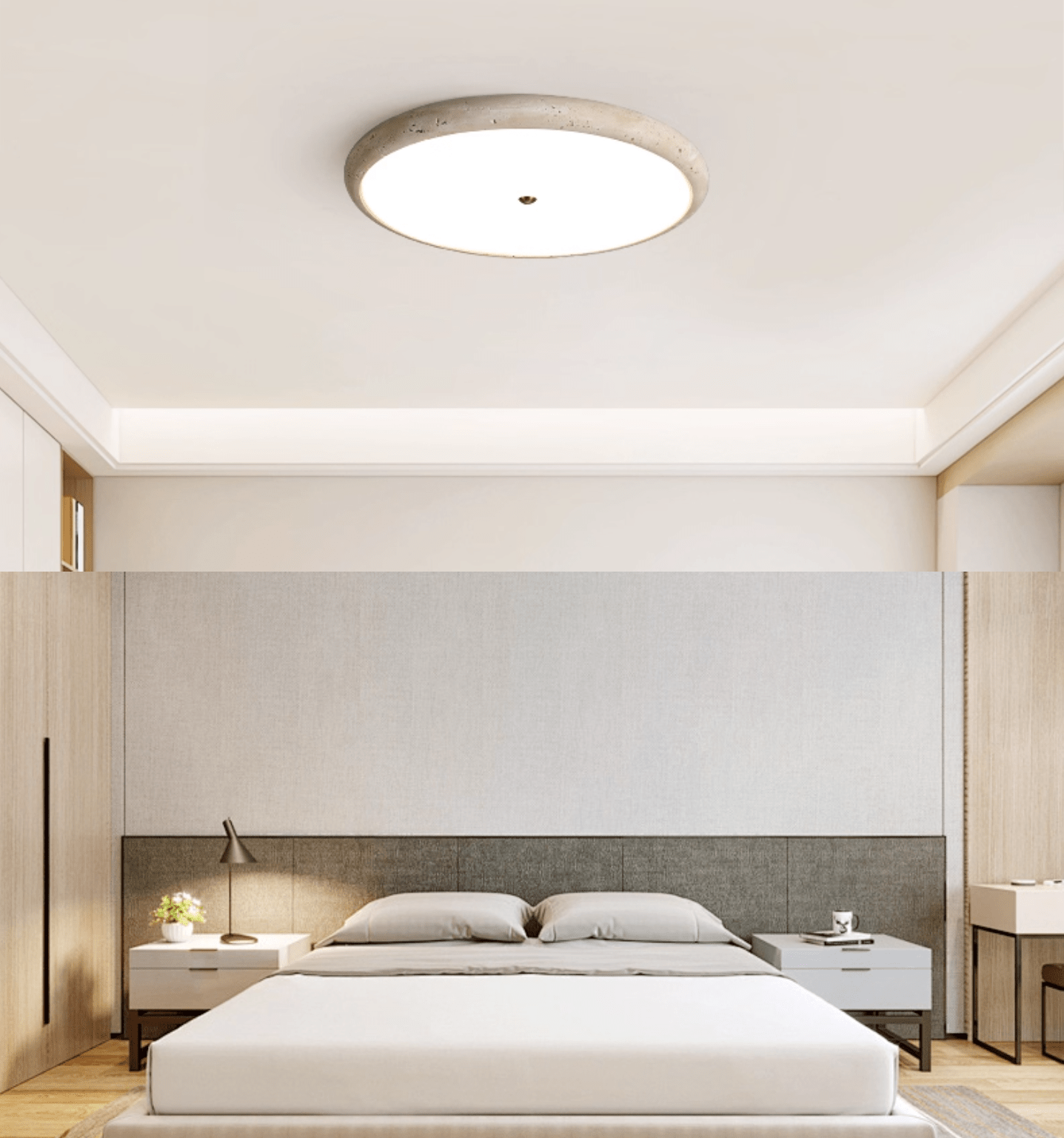 Taveria Travertine Halo Ceiling Light