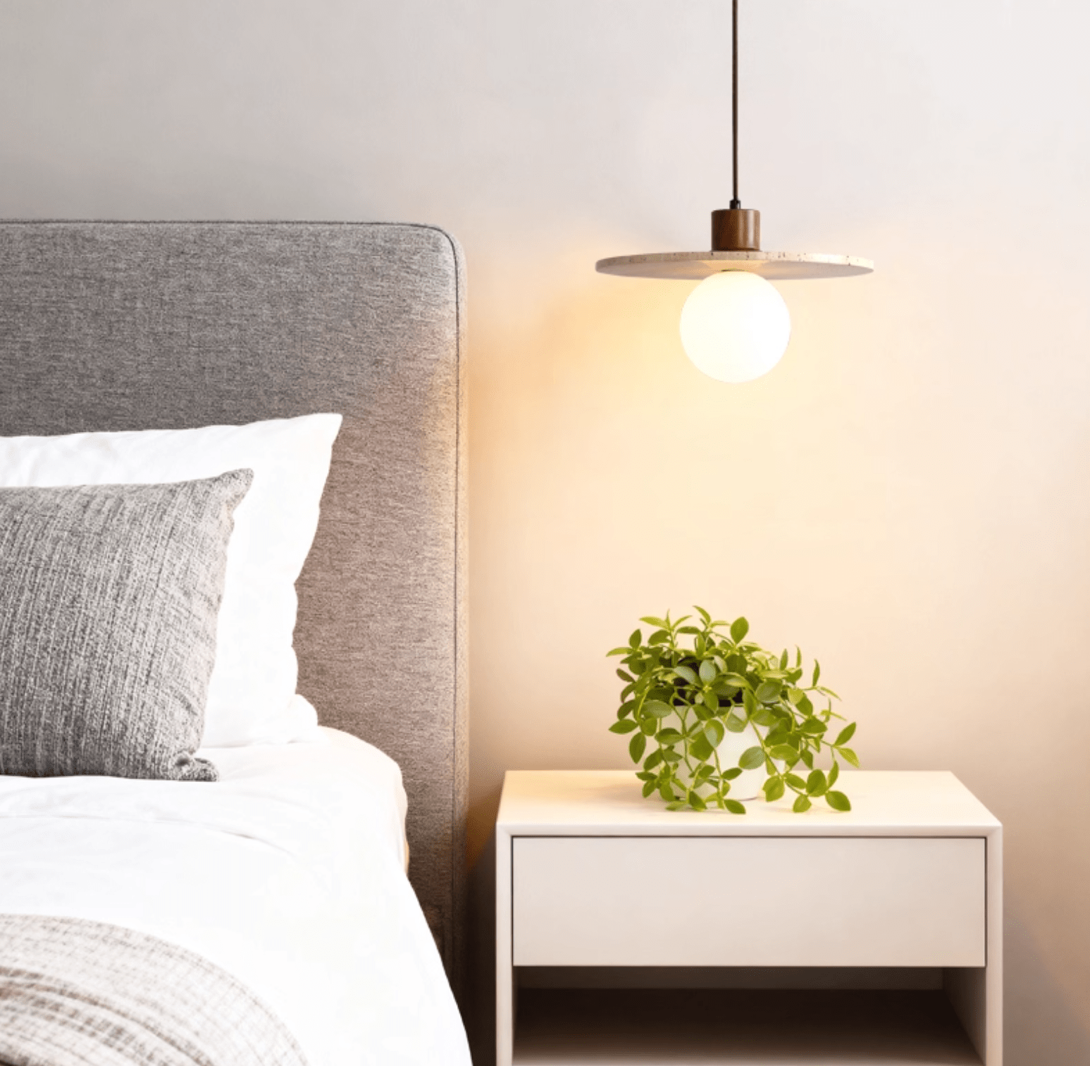 Tavuia Travertine Halo Pendant Light