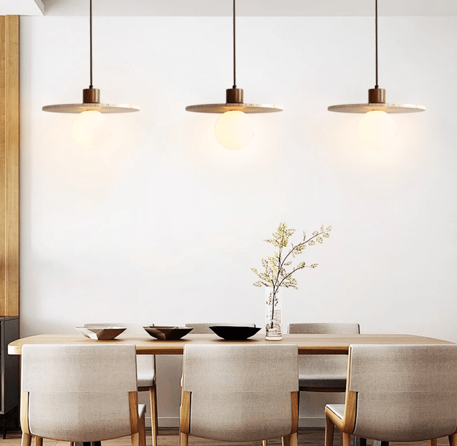 Tavuia Travertine Halo Pendant Light