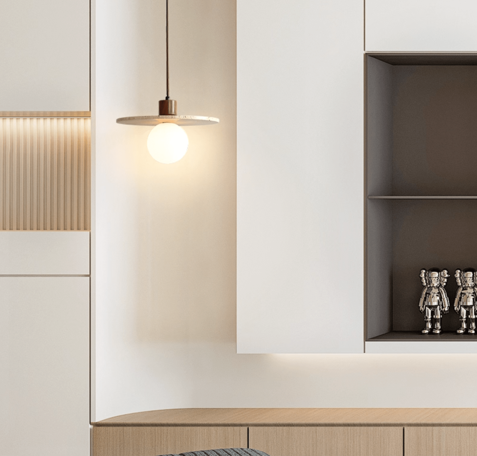 Tavuia Travertine Halo Pendant Light