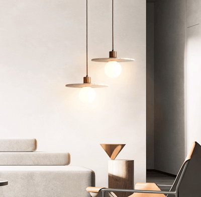Tavuia Travertine Halo Pendant Light
