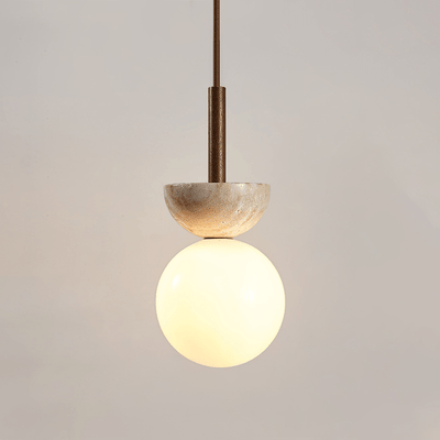 Calixen Travertine Half Duo Pendant Light