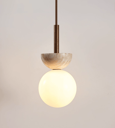 Calixen Travertine Half Duo Pendant Light