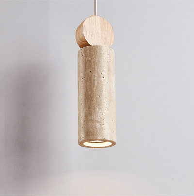 Ashton Travertine Cylinder Disc Pendant Light