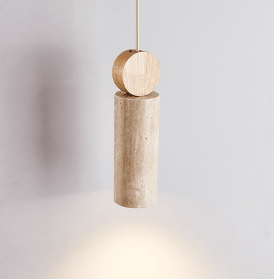 Ashton Travertine Cylinder Disc Pendant Light