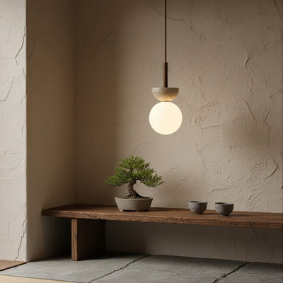 Calixen Travertine Half Duo Pendant Light