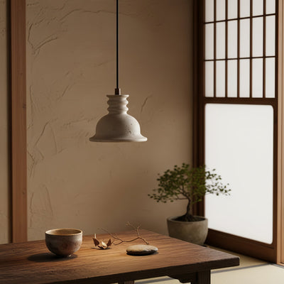 Harrow Travertine Ribbed Dome Pendant Light