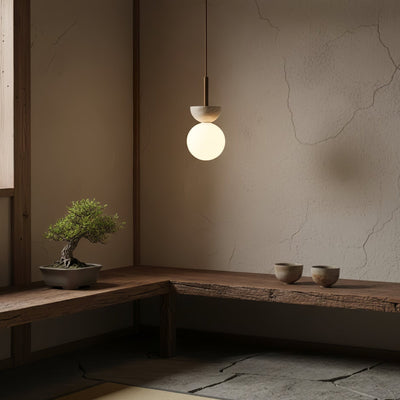 Calixen Travertine Half Duo Pendant Light