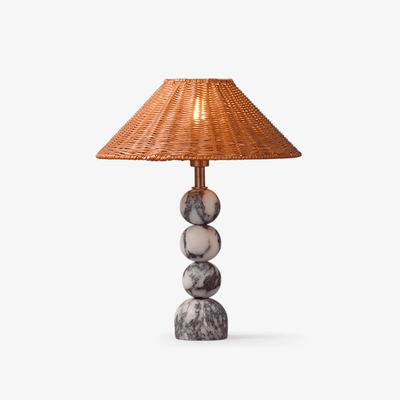 Canarora Marble Orb Rattan Table Lamp