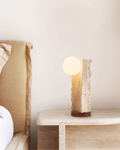 Terra Travertine Orb Table Lamp