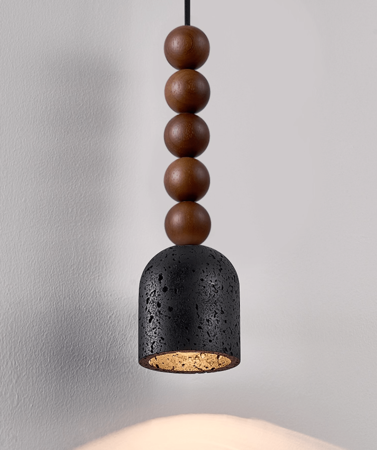 Tavirine Wood Bead Travertine Pendant Light