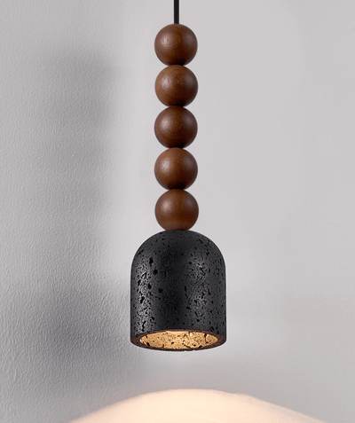 Tavirine Wood Bead Travertine Pendant Light