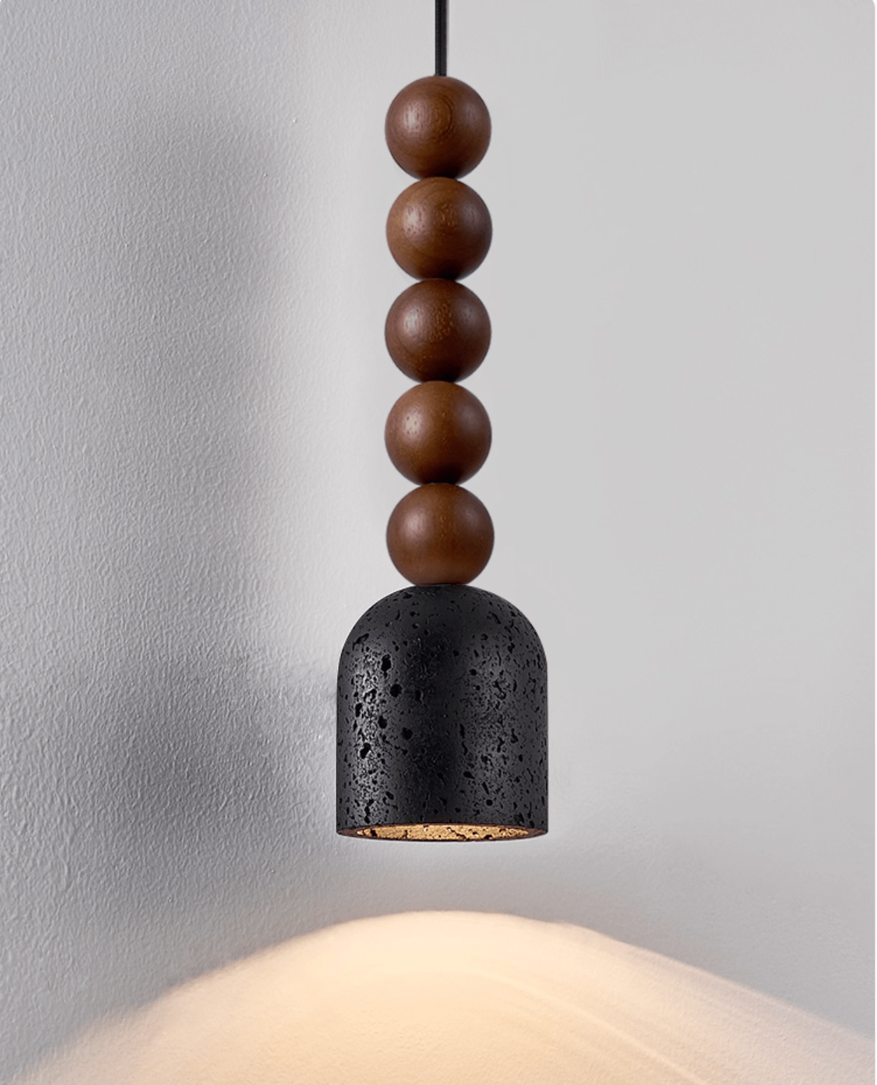 Tavirine Wood Bead Travertine Pendant Light