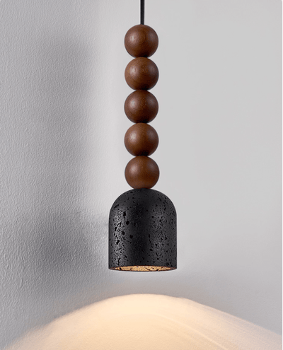 Tavirine Wood Bead Travertine Pendant Light