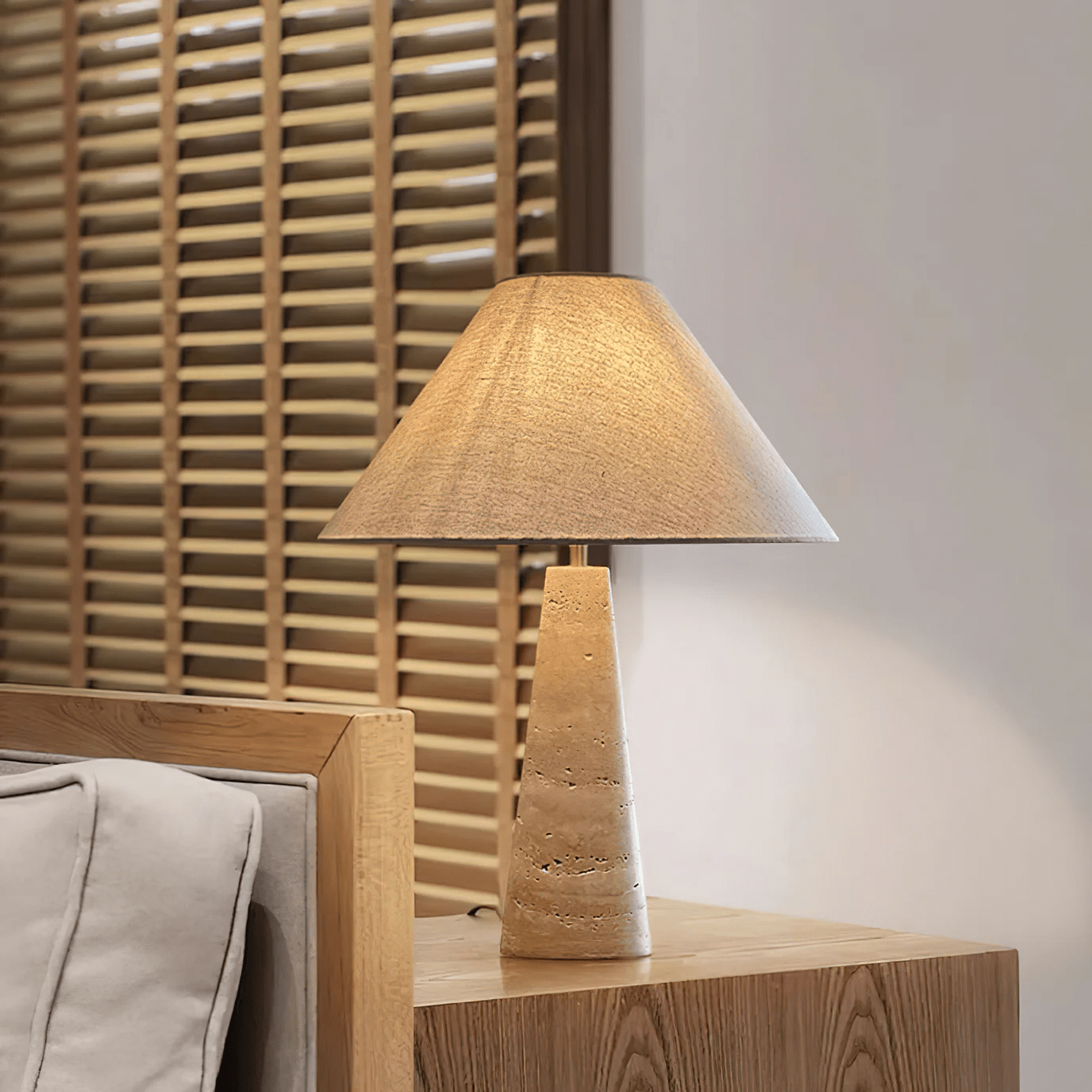 Tavarette Travertine Column Table Lamp