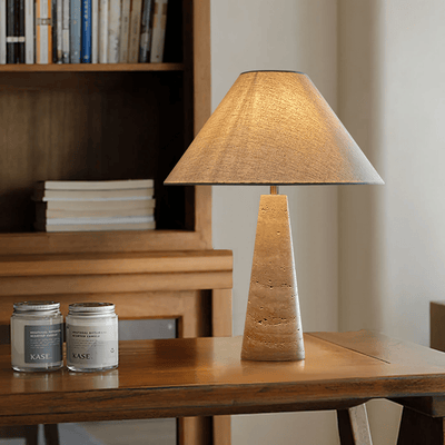 Tavarette Travertine Column Table Lamp
