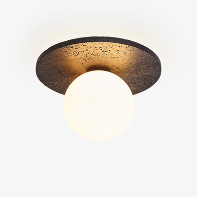 Otto Black Travertine Globe Ceiling Lamp