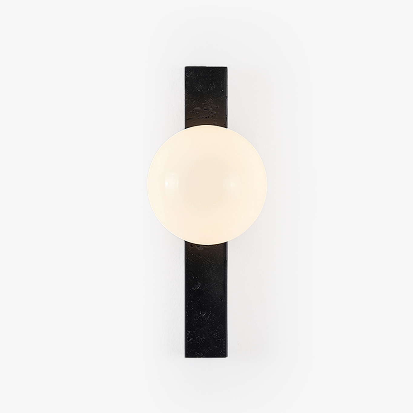 Zoshaira Globe Black Travertine  Wall Sconce