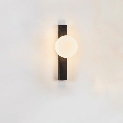 Zoshaira Globe Black Travertine  Wall Sconce