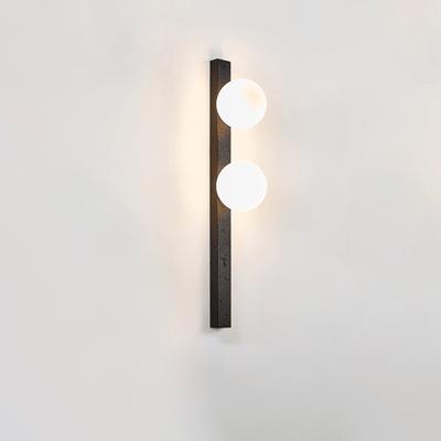 Zoshaira Globe Black Travertine  Wall Sconce