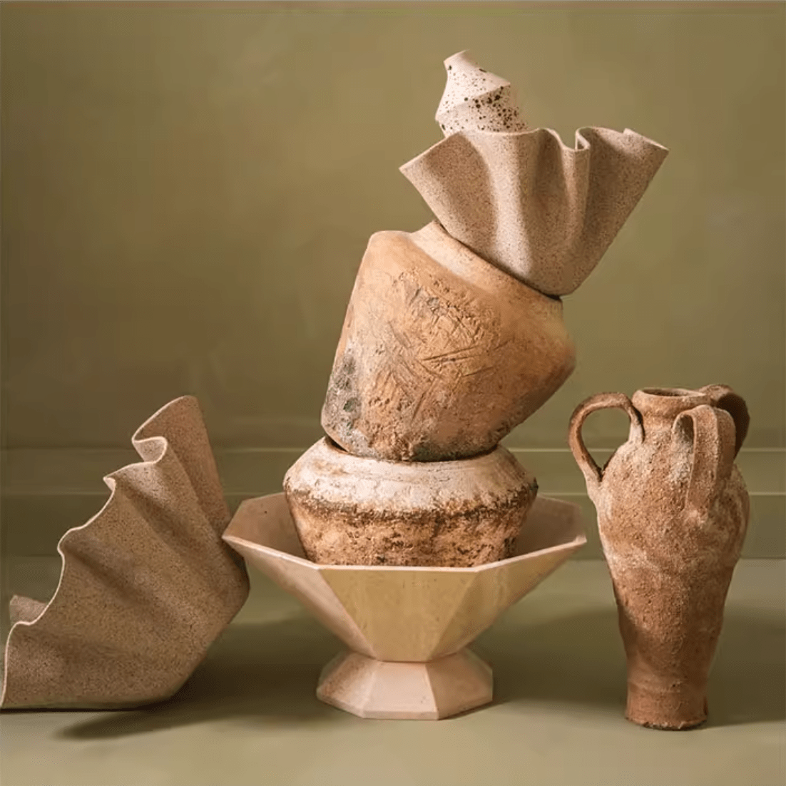 Selinel Facet Marble Pedestal Bowl
