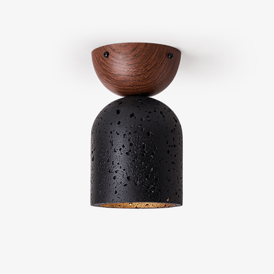 Finn Focused Black Travertine Ceiling Lamp