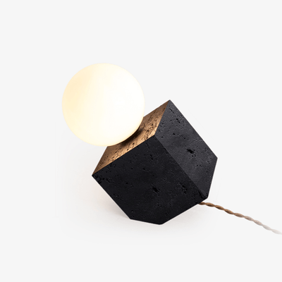 Milo Minimalist Black Travertine Table Lamp