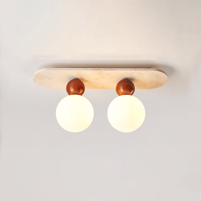 Vera Spherical Yellow Travertine Ceiling Lamp