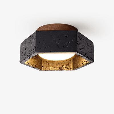 Hexara Hexagon Black Travertine Ceiling Lamp