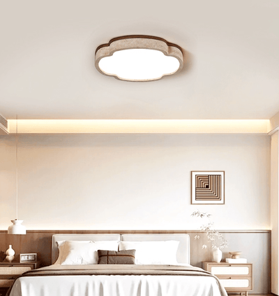 Vito Marshmallow Four-Petal Cloudform Yellow Travertine Ceiling Lamp