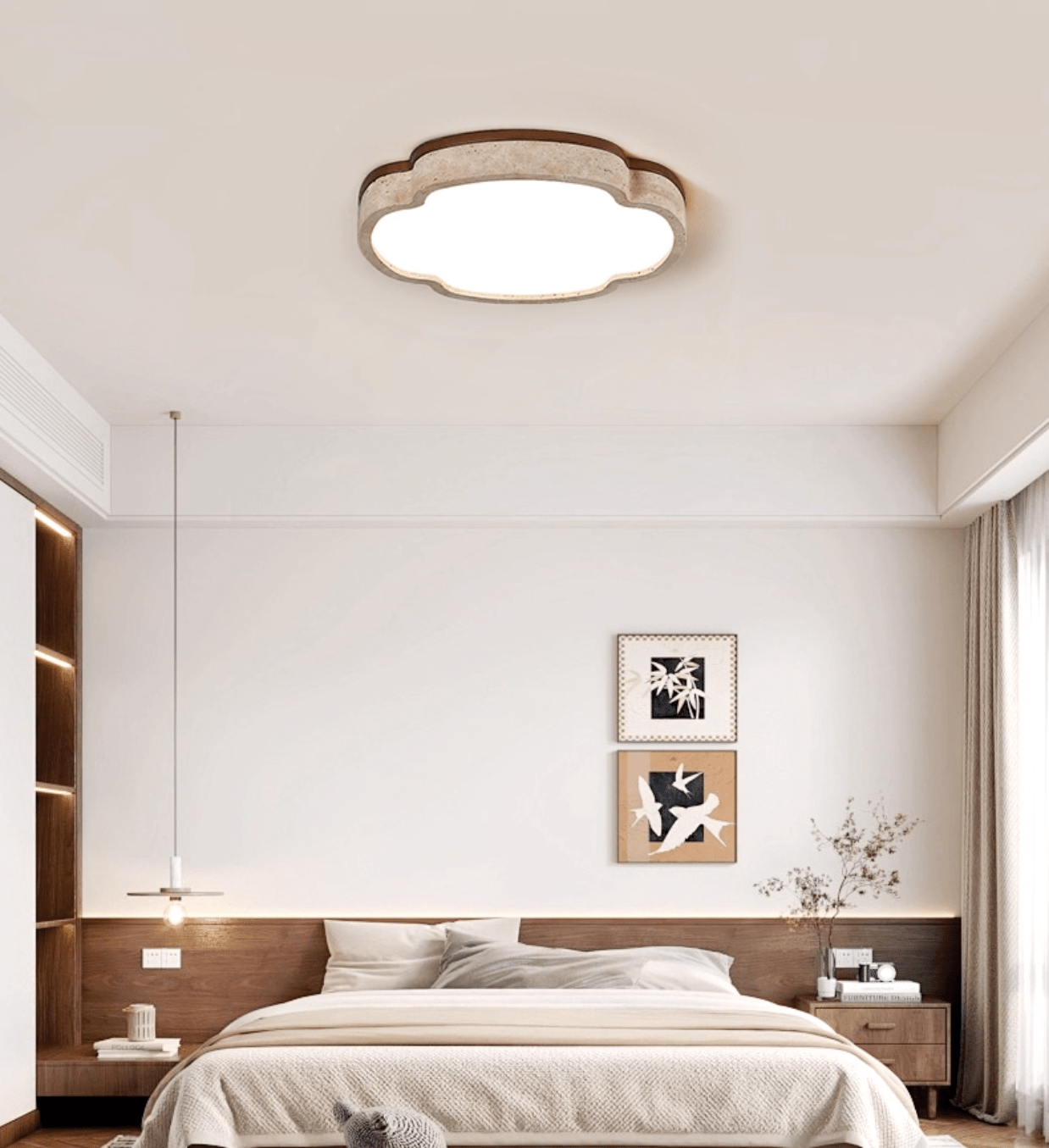 Vito Marshmallow Four-Petal Cloudform Yellow Travertine Ceiling Lamp