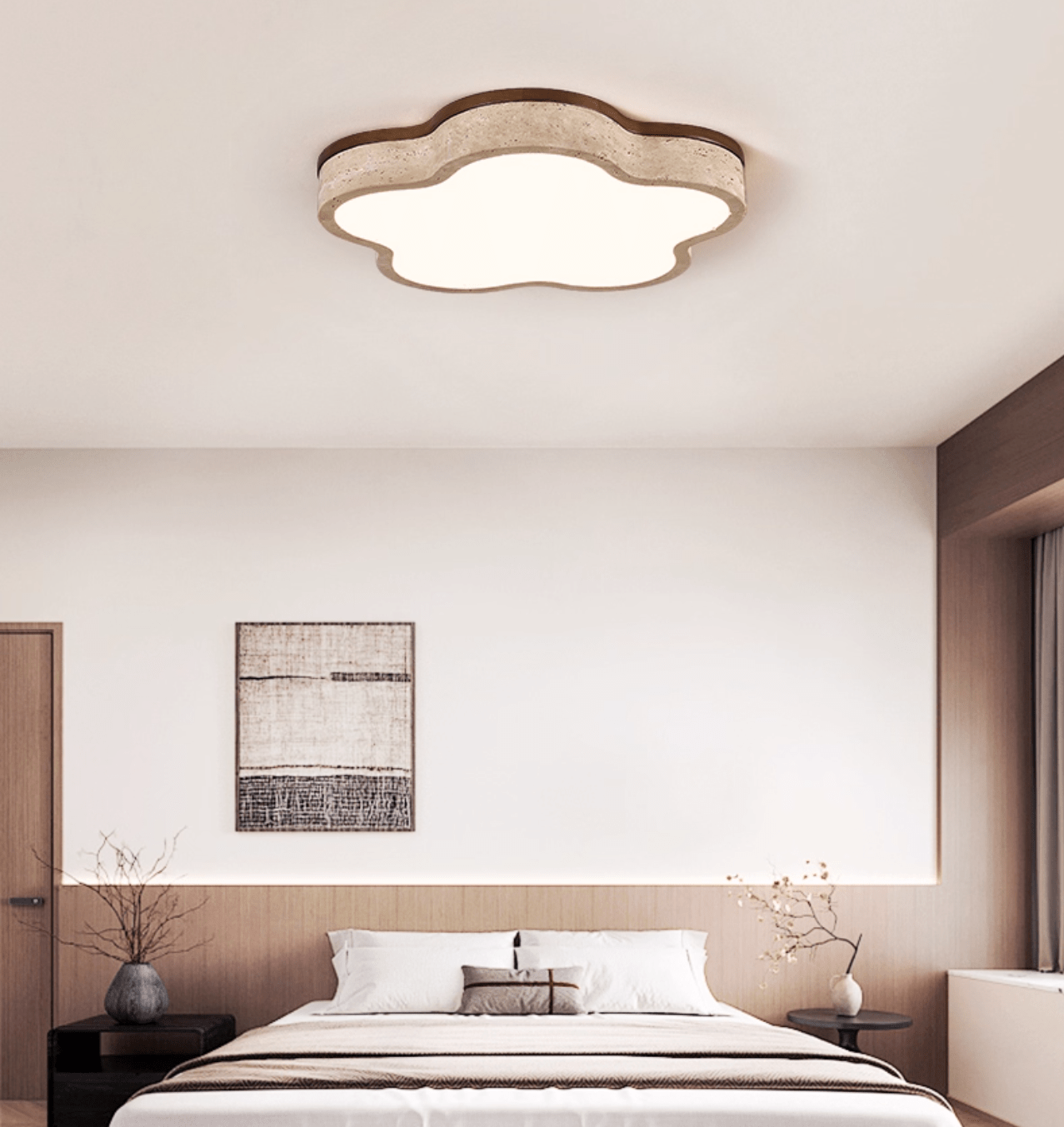 Yuki Marshmallow Five-Petal Cloudline Yellow Travertine Ceiling Lamp