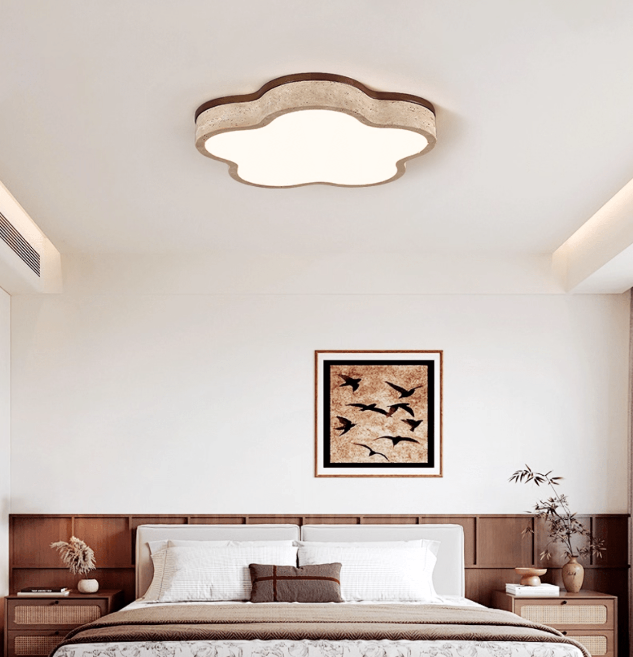 Yuki Marshmallow Five-Petal Cloudline Yellow Travertine Ceiling Lamp